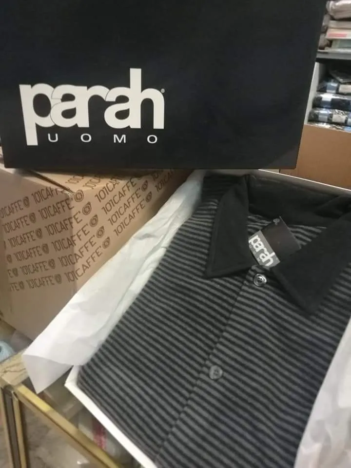 Pigiama polo uomo Parah grigio a righine, 1kg.