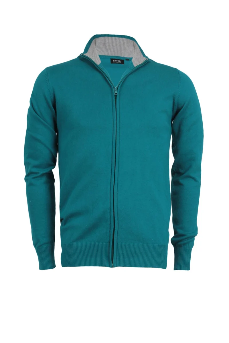 Cardigan uomo in cotone full zip tinta unita - Coveri