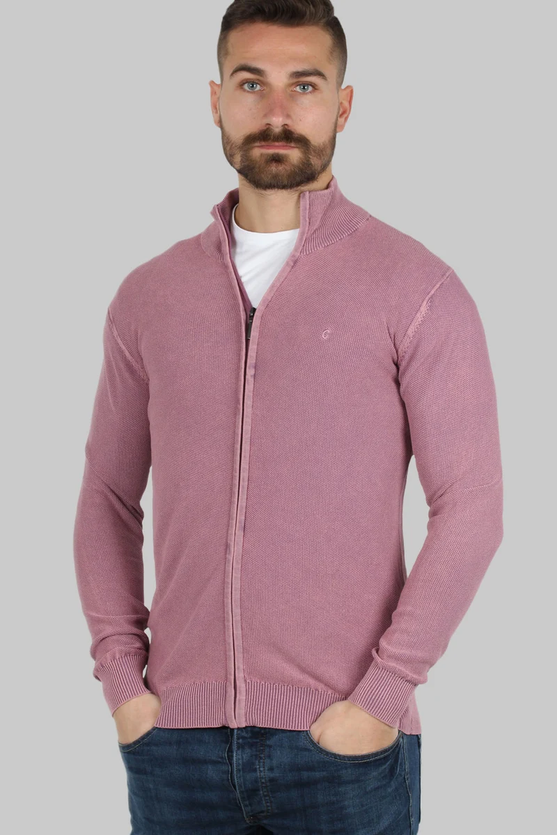 Cardigan puro cotone acid wash