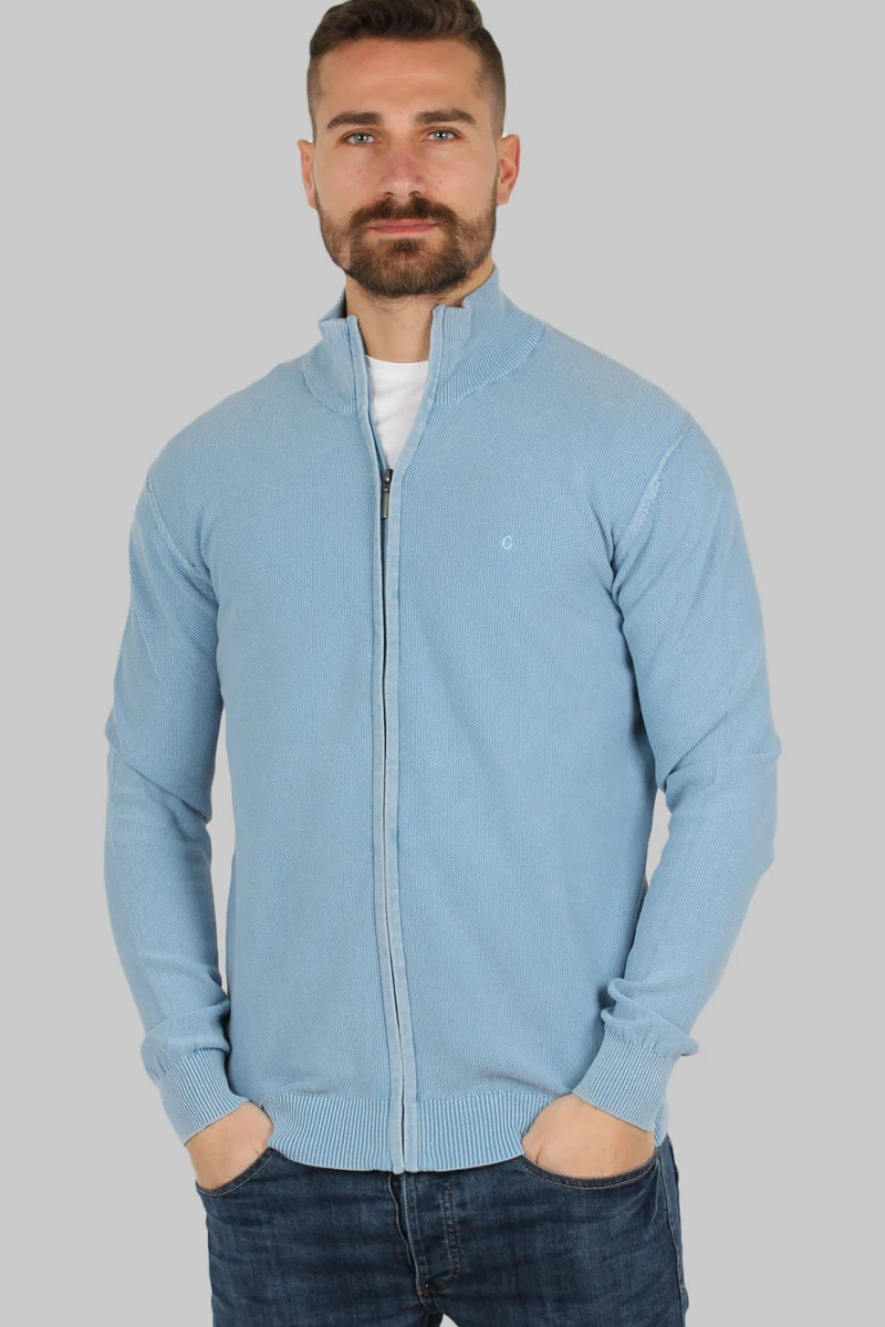 Cardigan puro cotone acid wash