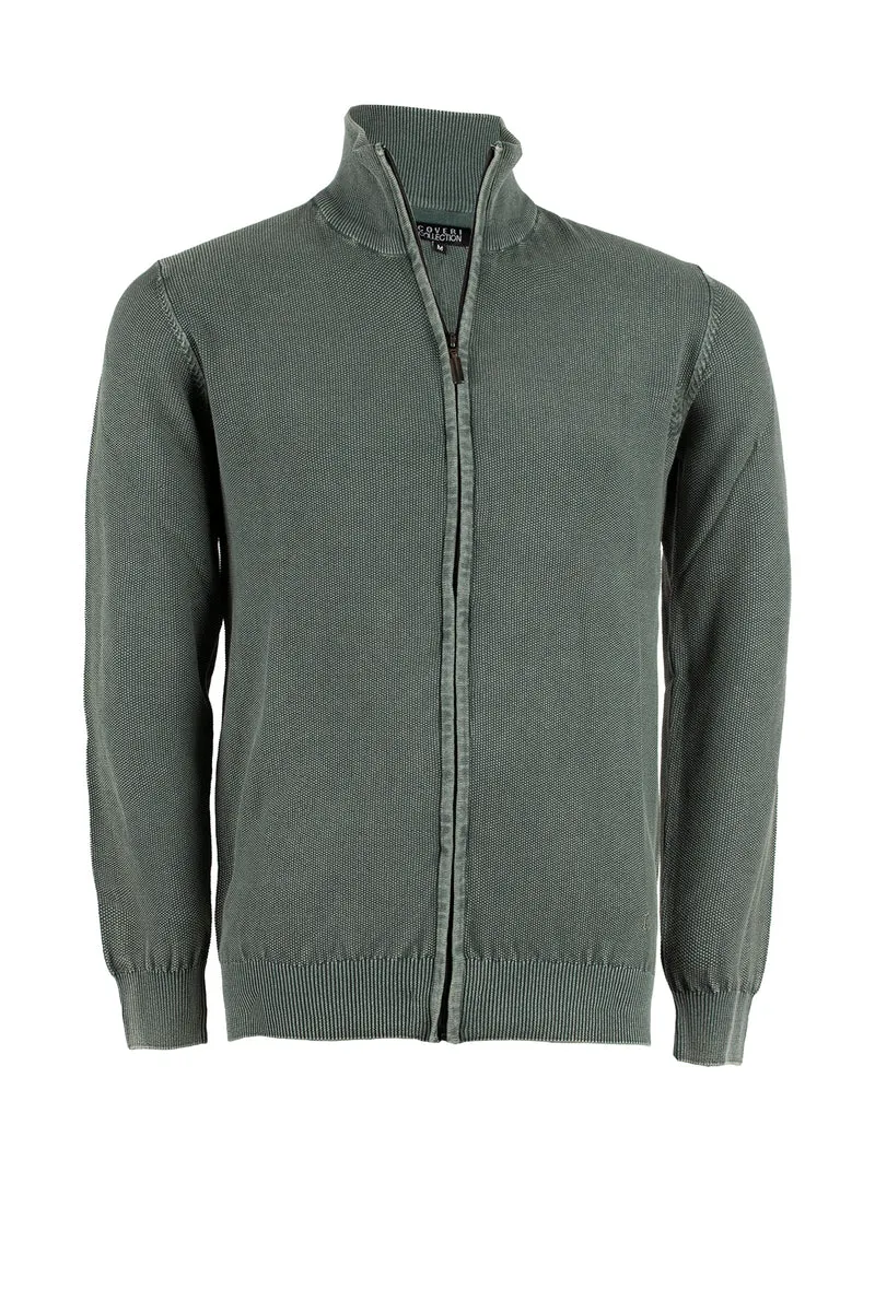 Cardigan puro cotone acid wash