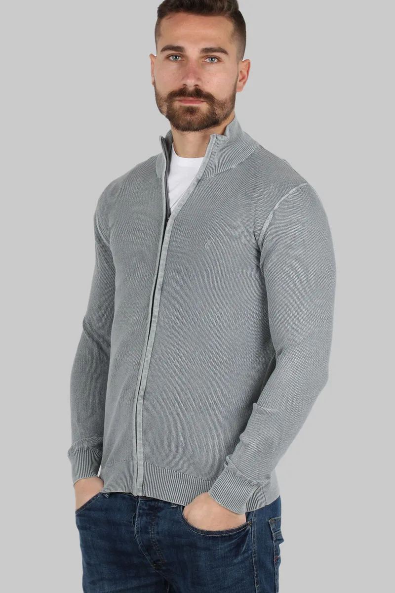 Cardigan puro cotone acid wash