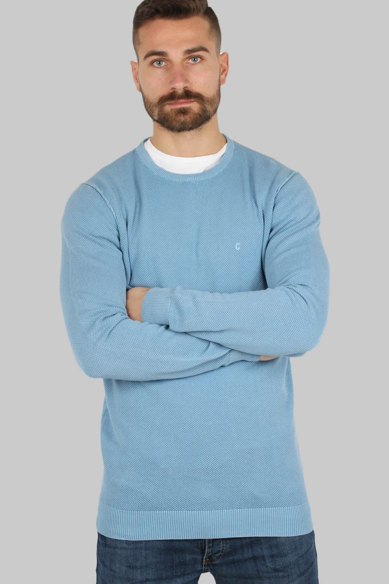Pullover girocollo puro cotone acid wash