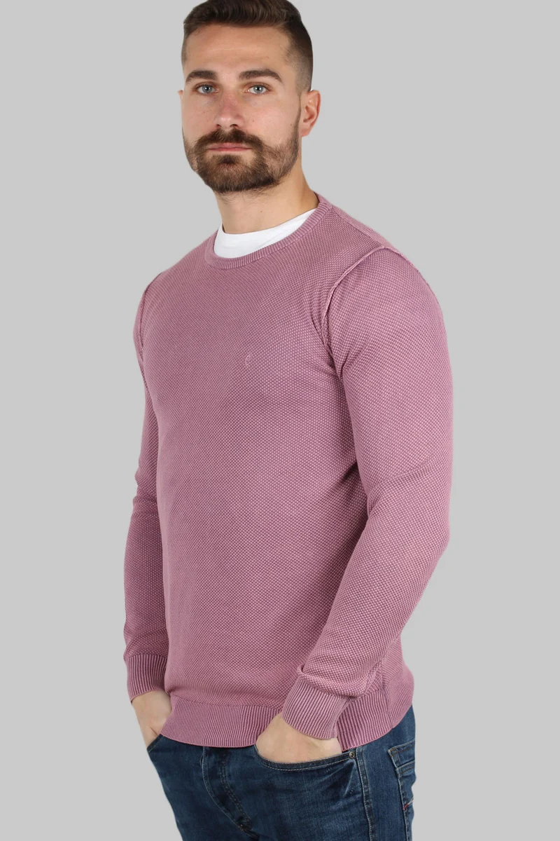 Pullover girocollo puro cotone acid wash