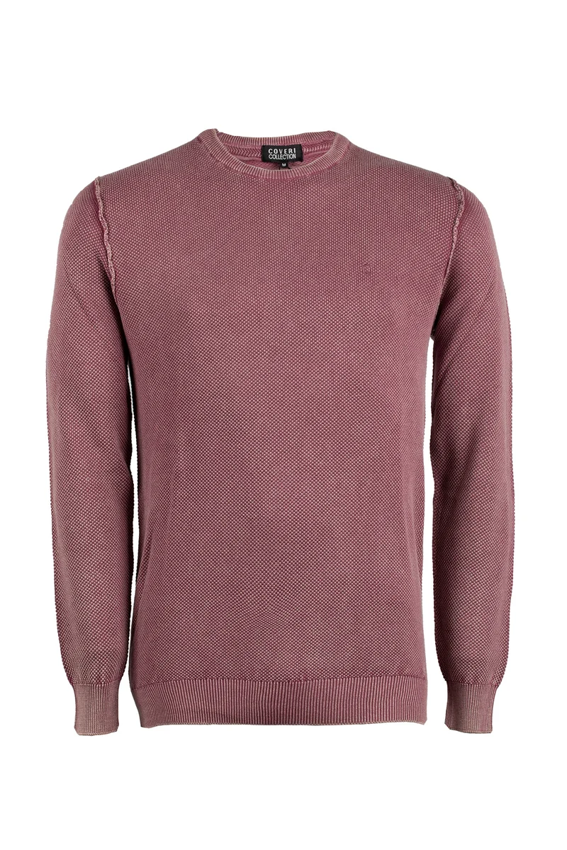 Pullover girocollo puro cotone acid wash