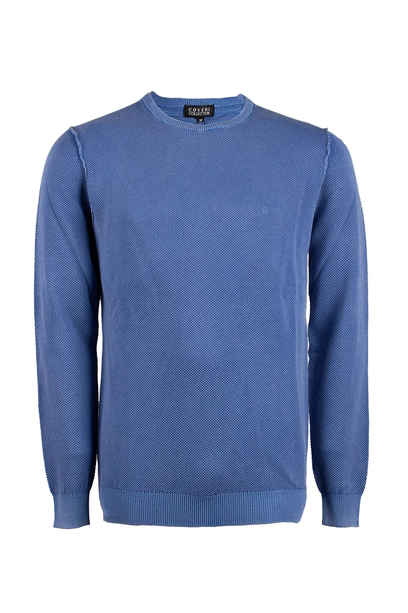 Pullover girocollo puro cotone acid wash