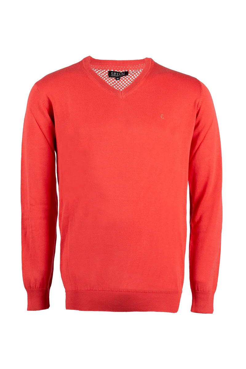 Pullover scollo a V in puro cotone