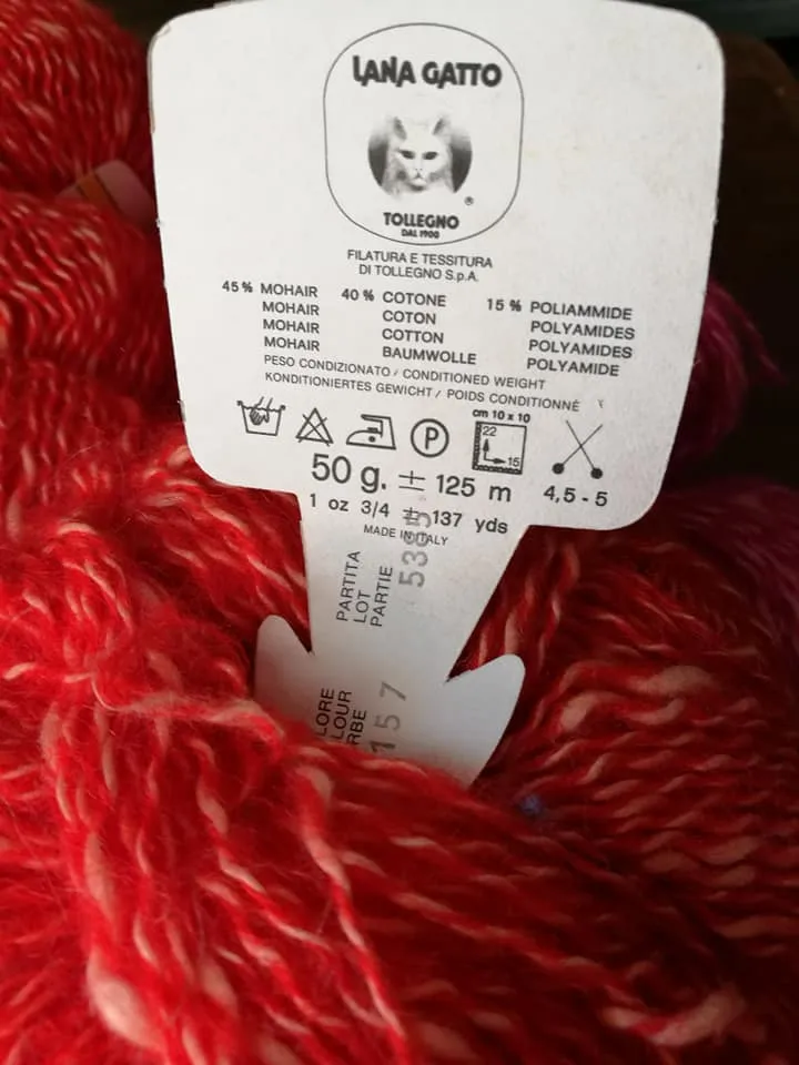 Mohair Nubia, mohair(45%) e cotone(40%), poliestere(15%) scatola da 500g