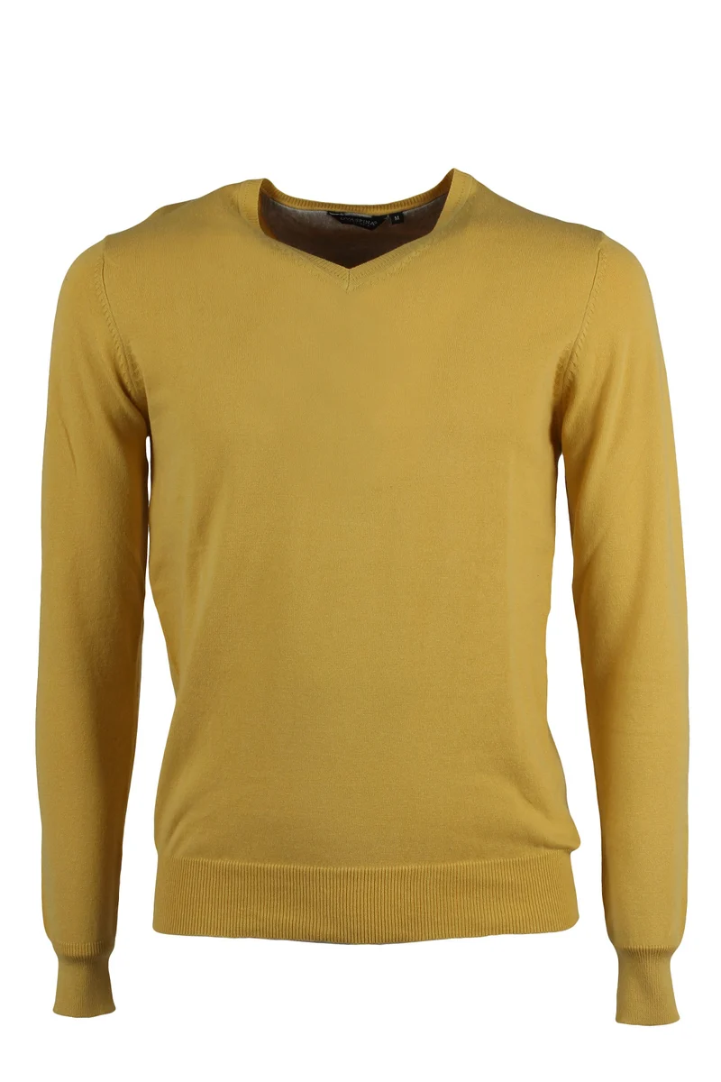 Pullover scollo a V tinta unita