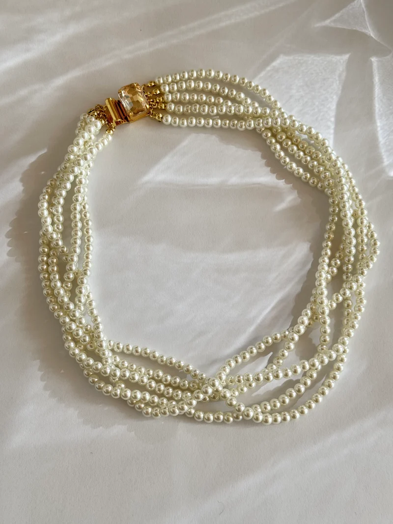 Golden Pearl Choker | Collana girocollo intrecciata con perla e citrino