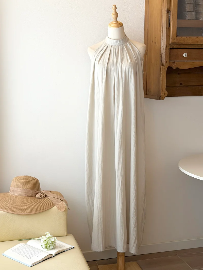 Grey Ease Dress | Abito halter ampio