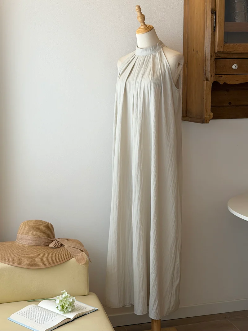 Grey Ease Dress | Abito halter ampio
