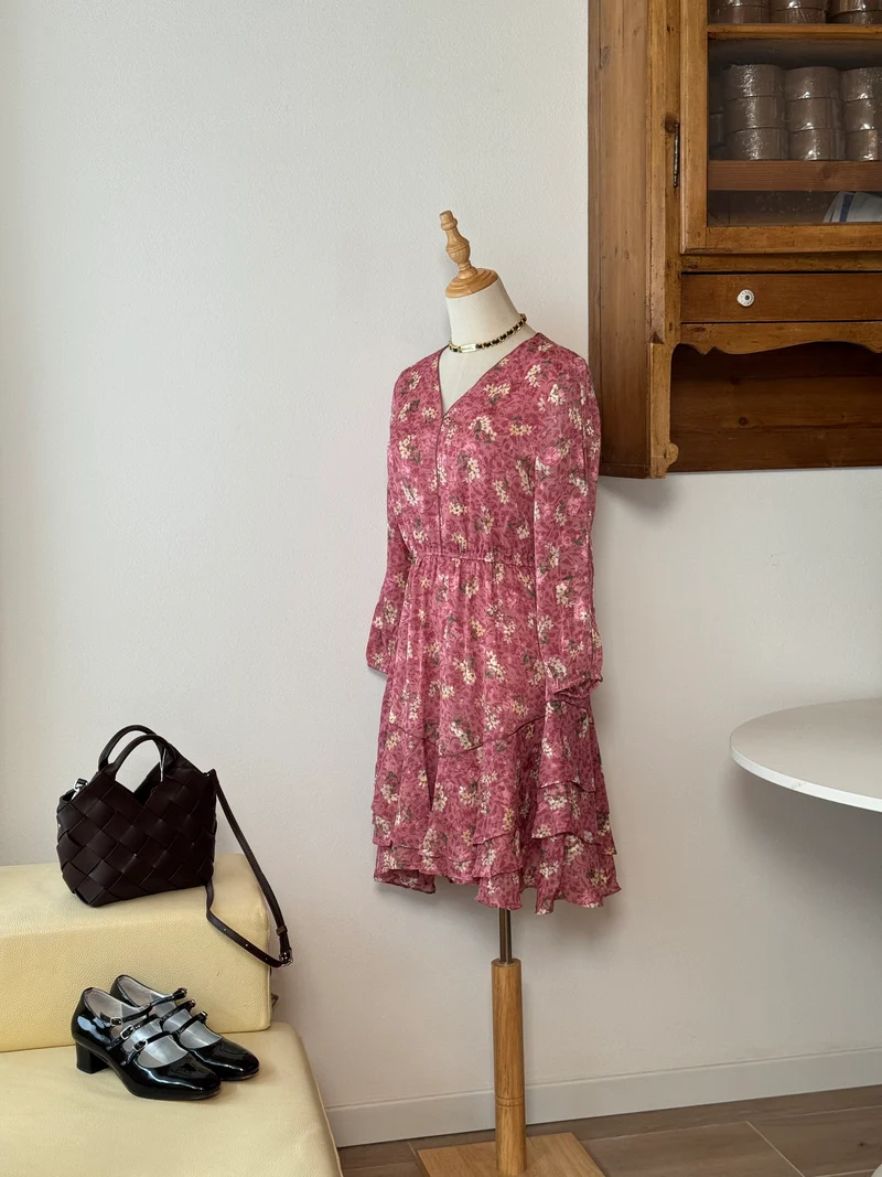 Blush Bloom Dress | Abito floreale con balze