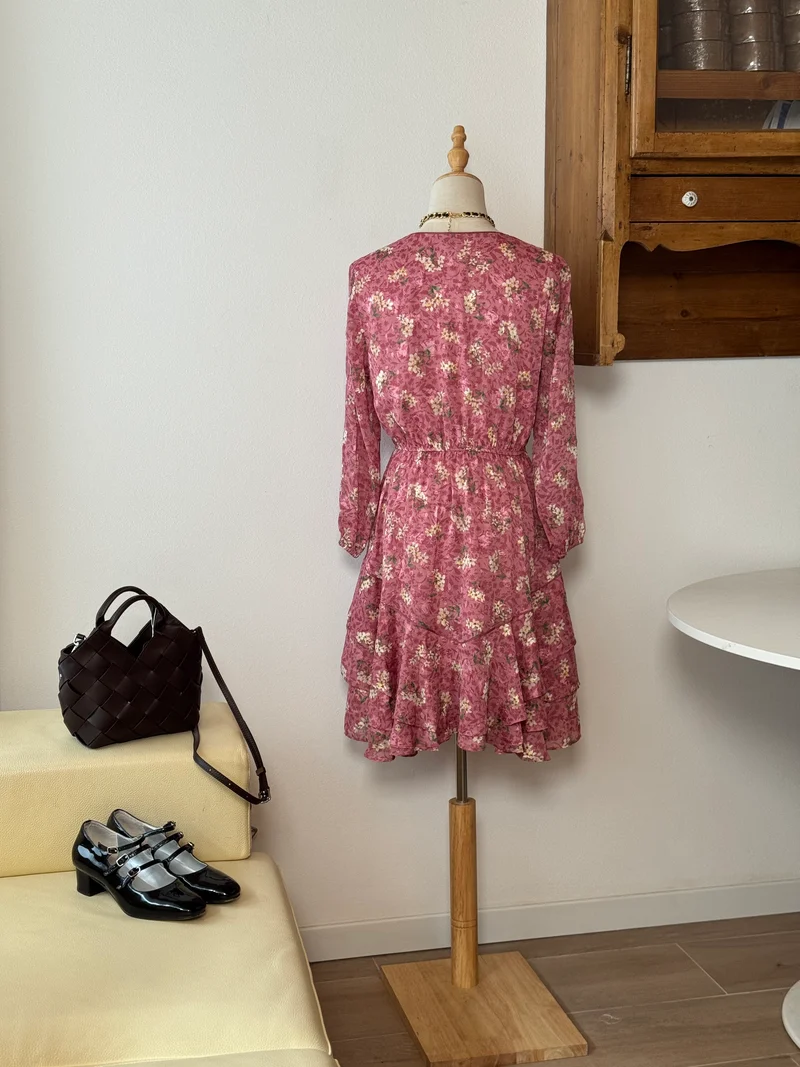 Blush Bloom Dress | Abito floreale con balze