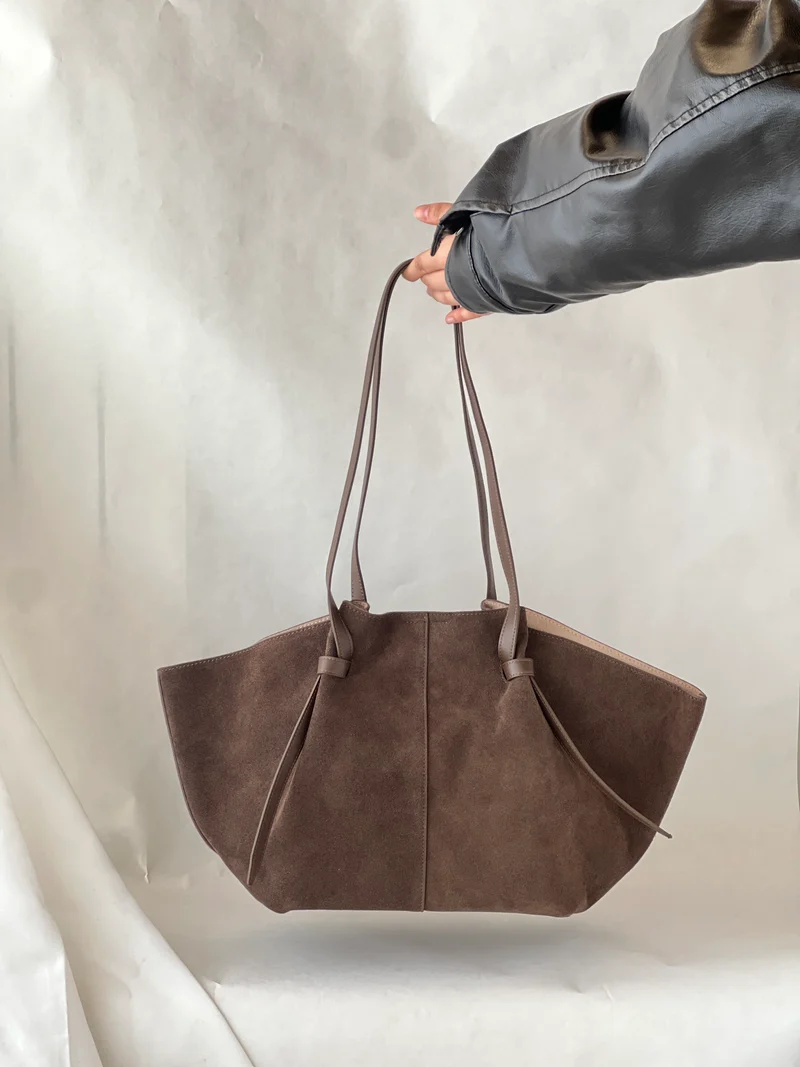 Borsa hobo in suede – Marrone scuro