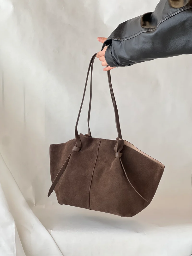 Borsa hobo in suede – Marrone scuro
