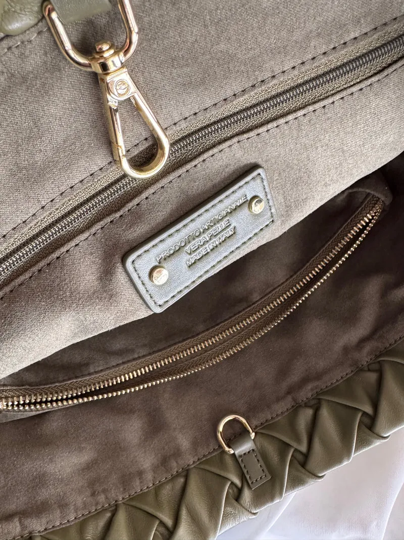 Borsa secchiello oversize in pelle di agnello – Nero