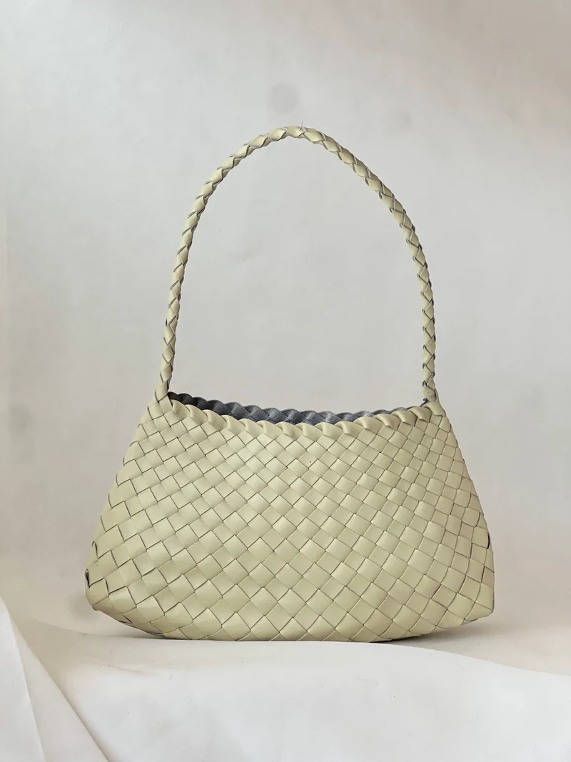 Borsa intrecciata in vera pelle – Bianco naturale