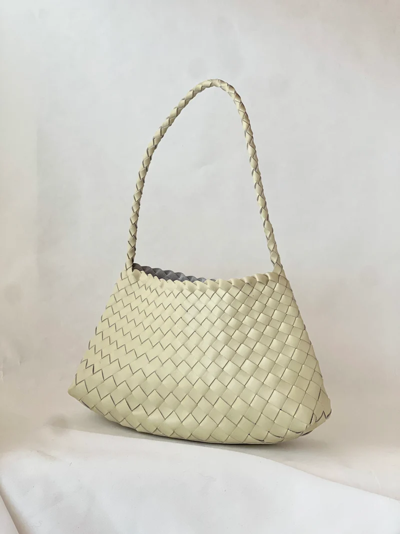 Borsa intrecciata in vera pelle – Bianco naturale