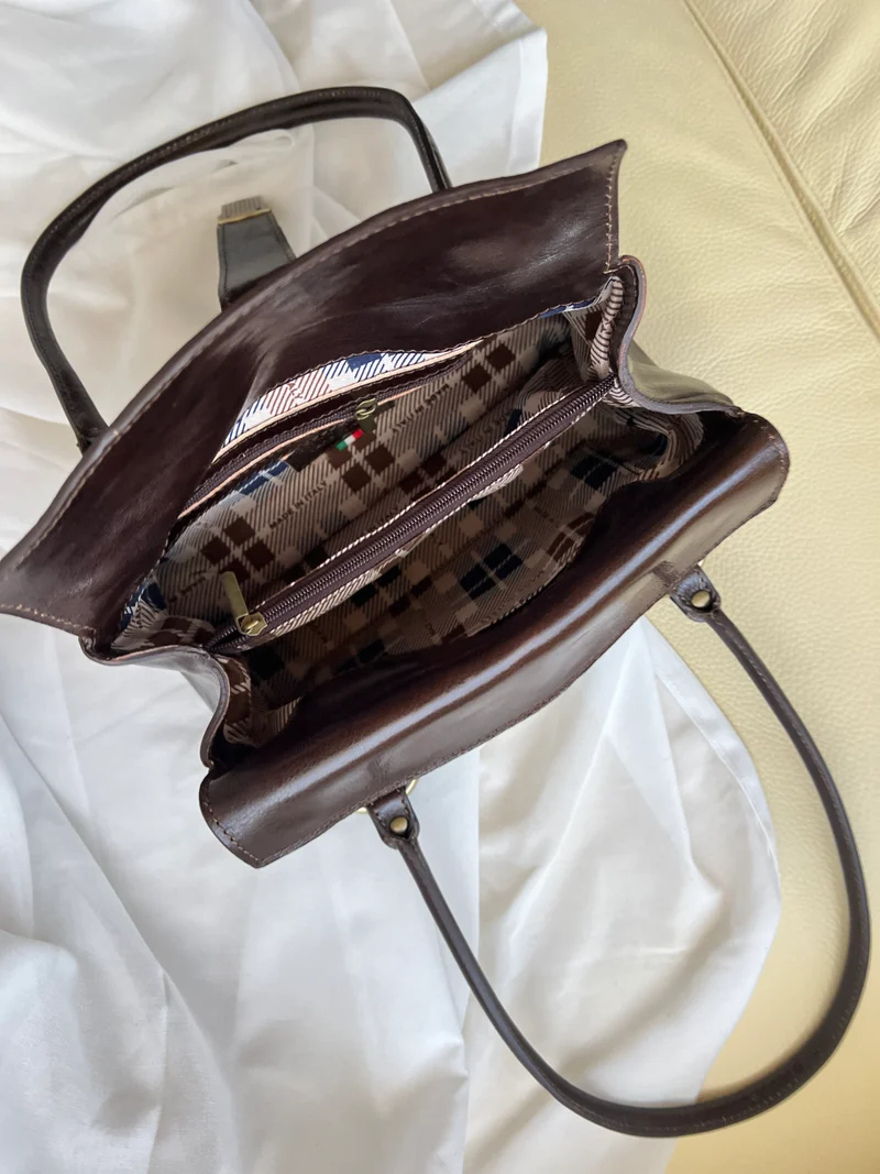 Borsa vintage in pelle oliata – Stile fiorentino