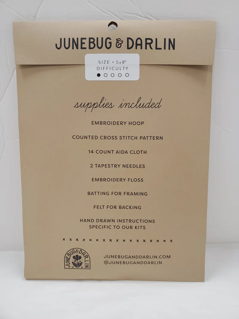 Junebug and Darlin Cross Stitch Kit - 5" x 8"