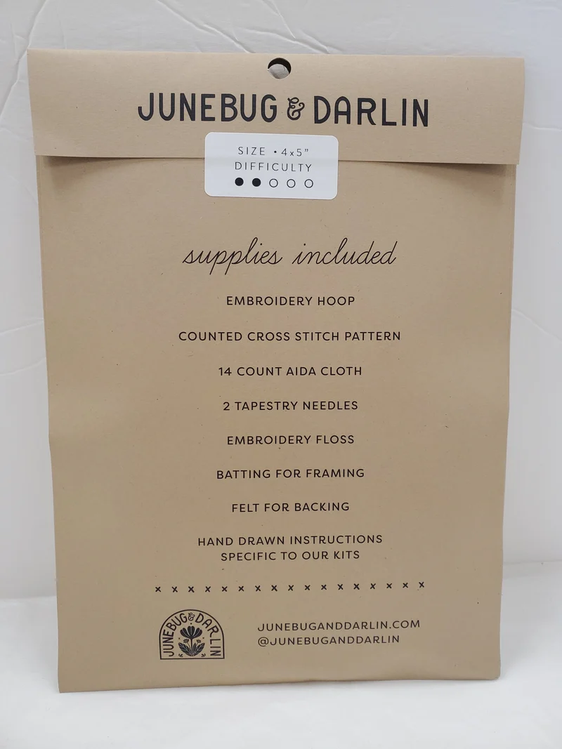 Junebug and Darlin Cross Stitch Kit - 4" x 5"
