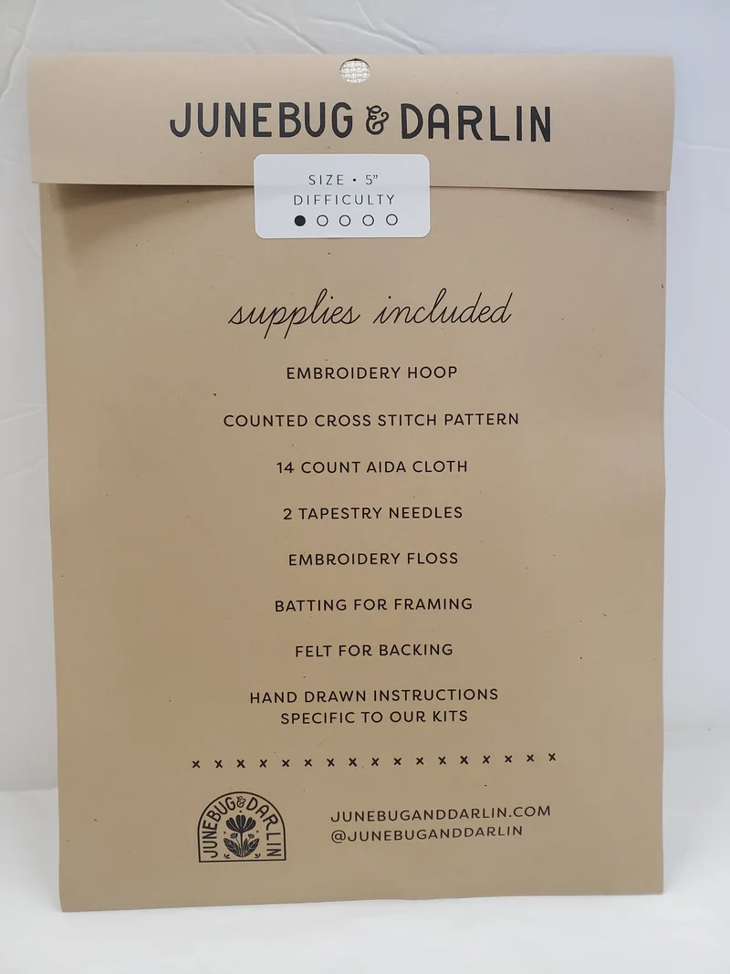 Junebug and Darlin Cross Stitch Kit - 5"