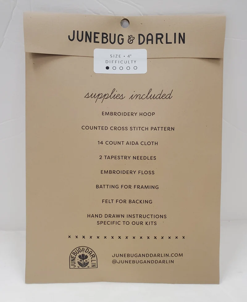 Junebug and Darlin Cross Stitch Kit - 4"