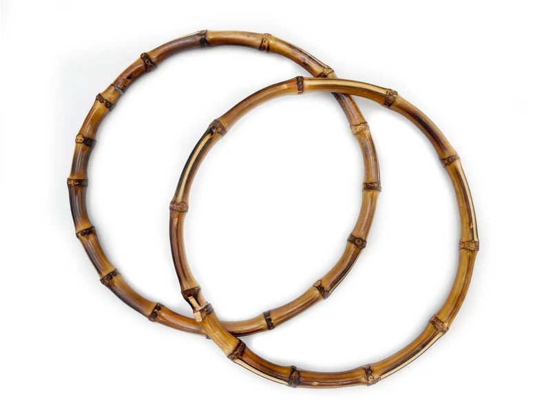Manici in bamboo cerchio laccato per borse | Ø 20 cm | cf 2 pz
