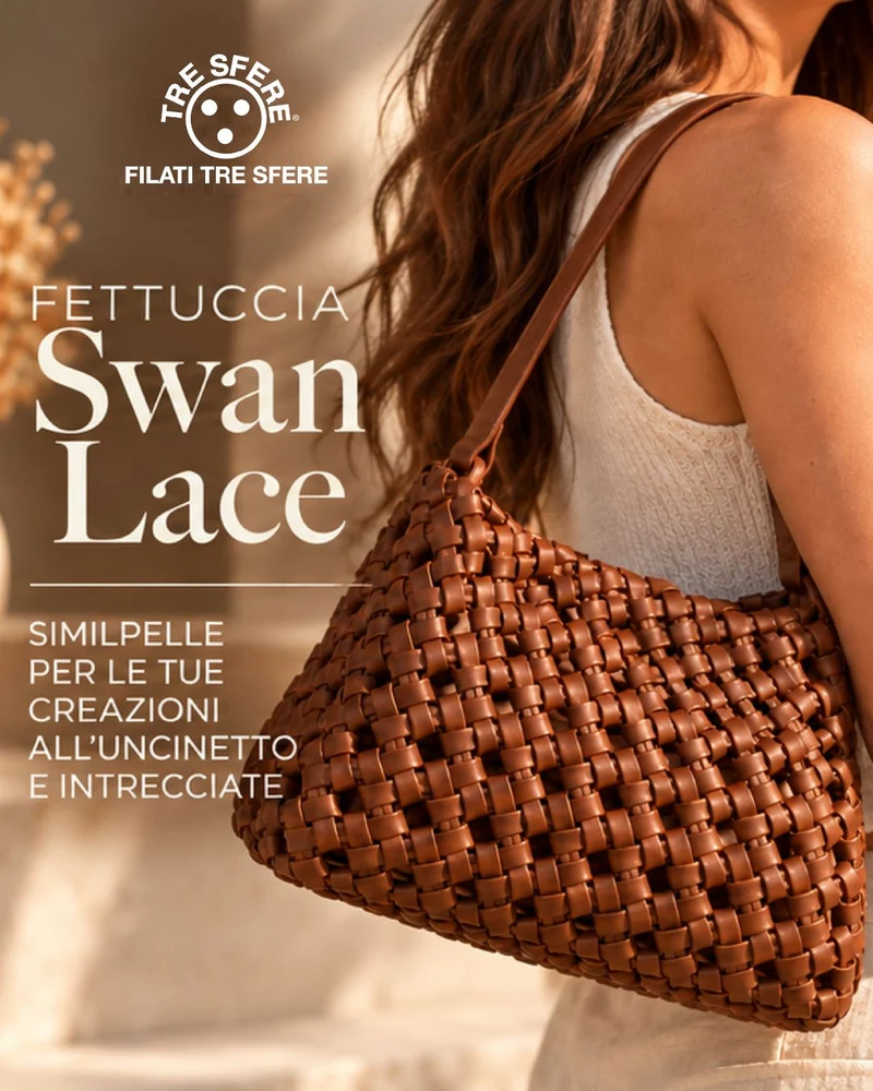 Fettuccia swan lace similpelle 275gr 40mt | borse uncinetto e intreccio