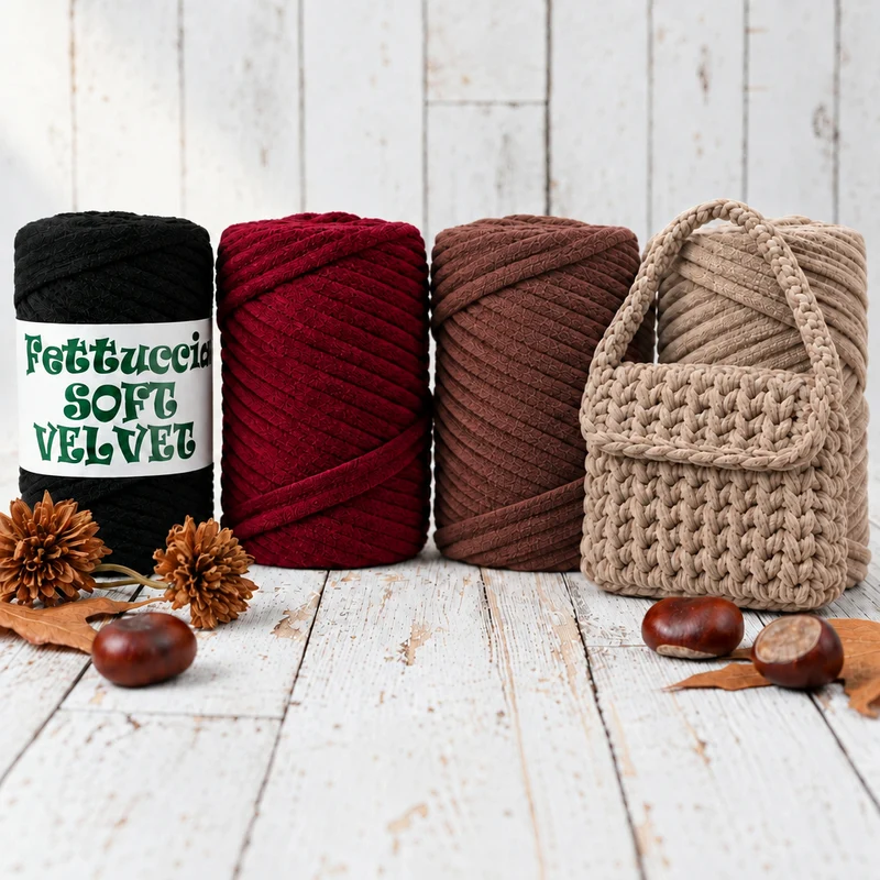 Fettuccia velluto velvet tubolare soft MAS/3 Stelle borse uncinetto