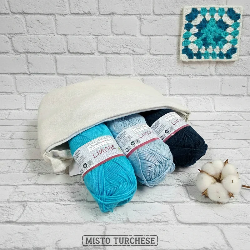 Kit pochette e filo cotone grosso uncinetto granny crochet e amigurumi