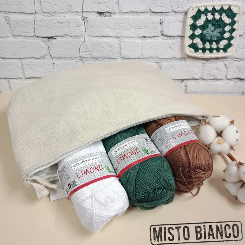Kit pochette e filo cotone grosso uncinetto granny crochet e amigurumi