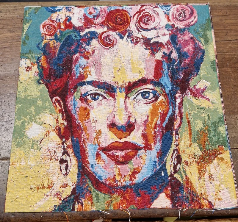Pannello Fantasia Frida Kahlo in Gobelin per Realizzare Cuscini e Borse Hand Made, Misura 47x47cm