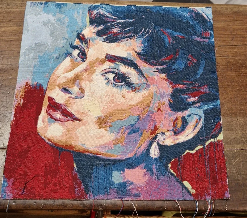Pannello Fantasia con Audrey Hepburn in Gobelin per Realizzare Cuscini e Borse Hand Made, Misura 47x47cm