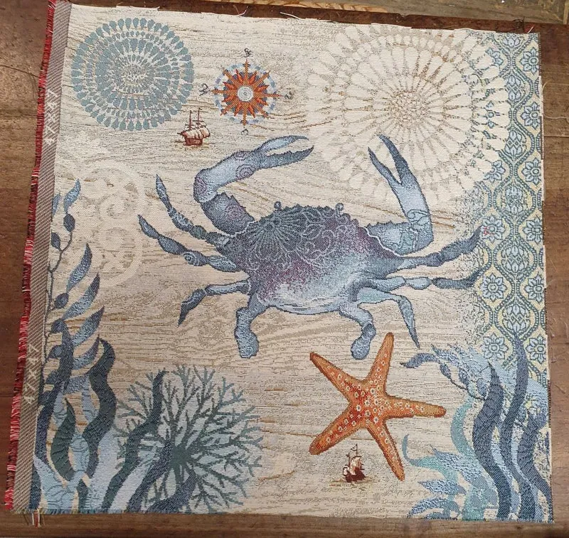 Pannello Fantasia con Paesaggio Marino in Gobelin, per Realizzare Cuscini e Borse Hand Made, Misura 47x47cm