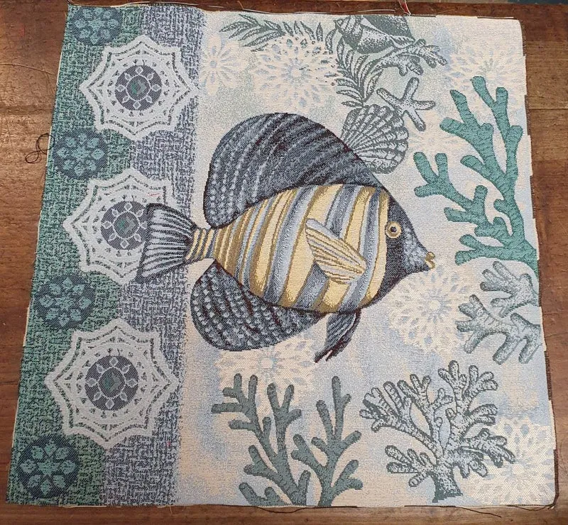 Pannello Fantasia con Paesaggio Marino in Gobelin per Realizzare Cuscini e Borse Hand Made, Misura 47x47cm