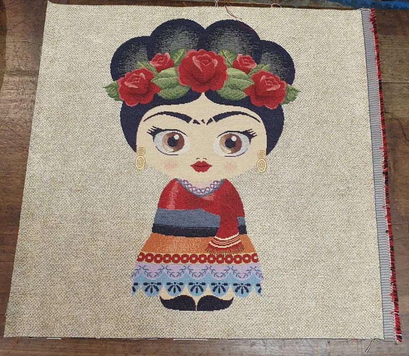 Pannello Fantasia Frida Khalo in Gobelin per Realizzare Cuscini e Borse Hand Made, Misura 47x47cm