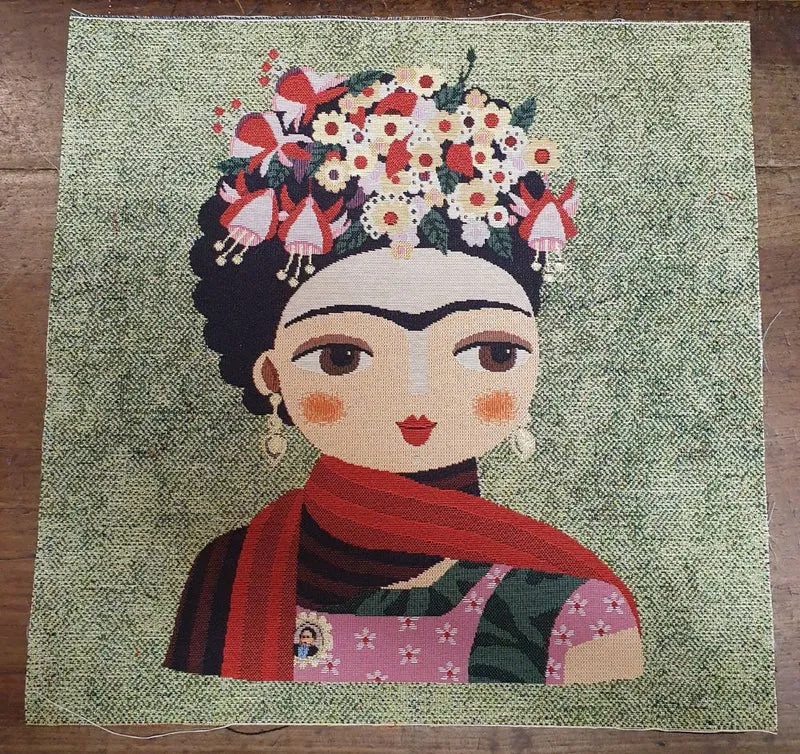 Pannello Fantasia Frida Khalo in Gobelin per Realizzare Cuscini e Borse Hand Made, Misura 47x47cm
