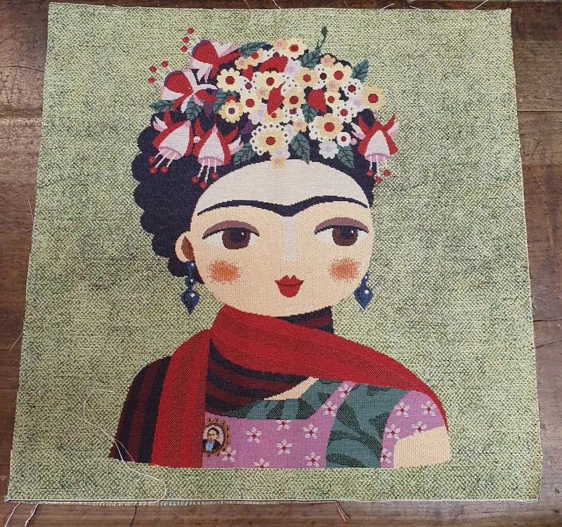 Pannello con Fantasia Frida Khalo in Gobelin, per Realizzare Cuscini e Borse Hand Made, Misura 47x47cm