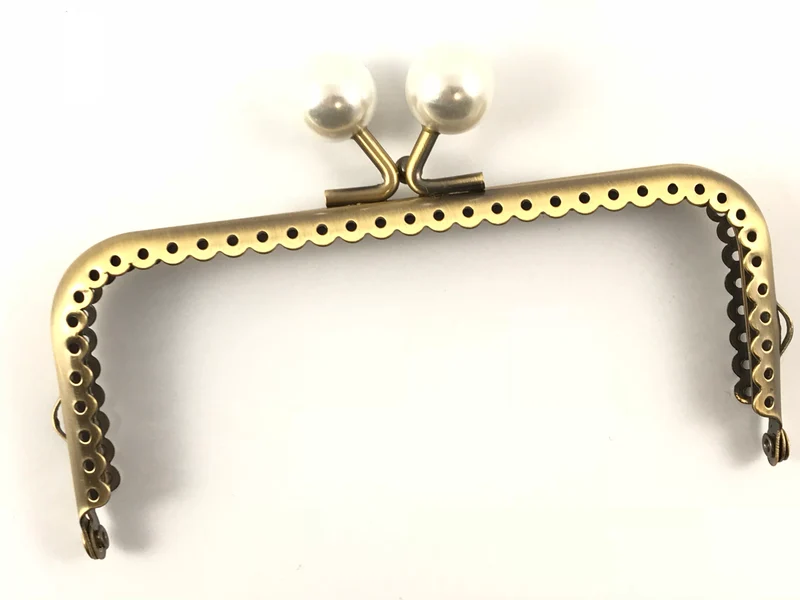 Chiusura clic clac retta pallino bronzo per borse | 12,5 cm | cf 1 pz