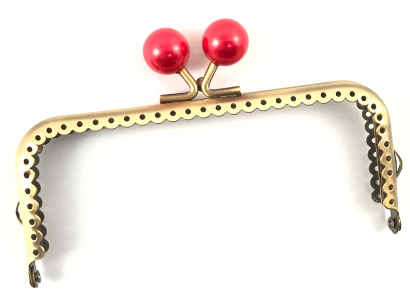 Chiusura clic clac retta pallino bronzo per borse | 12,5 cm | cf 1 pz