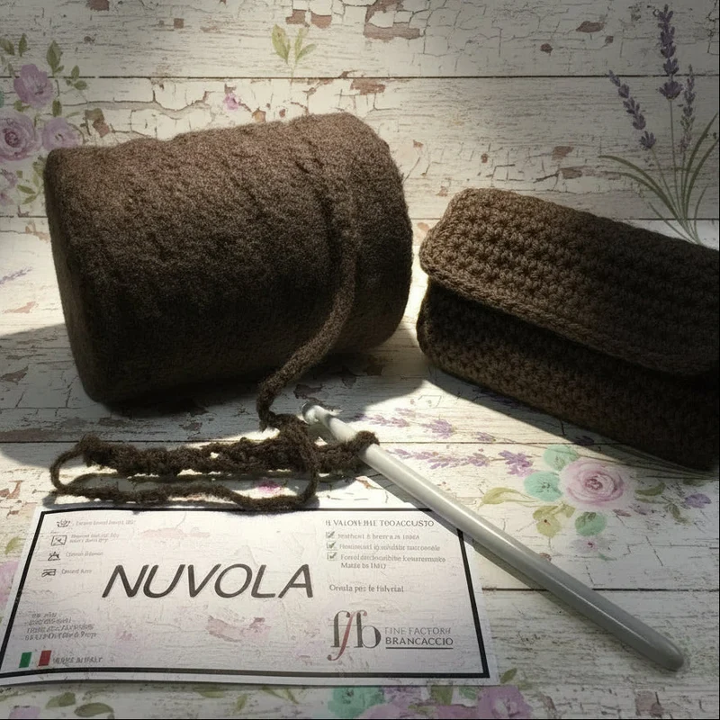 Marrone nuvola fettuccia lana teddy uncinetto borse filato italiano