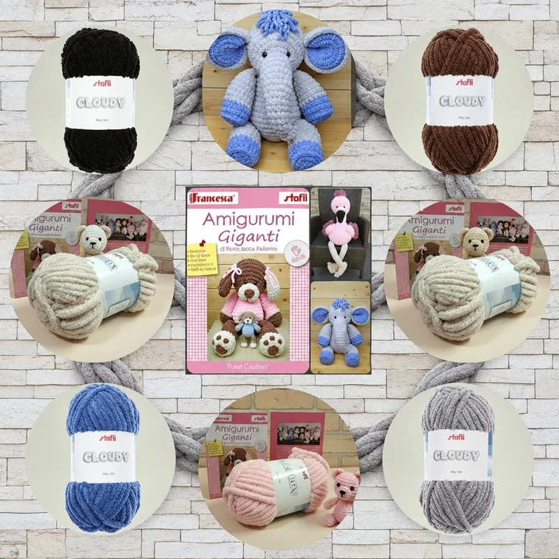 Filato amigurumi maxi giganti uncinetto Cloudy Stafil libretto peluche