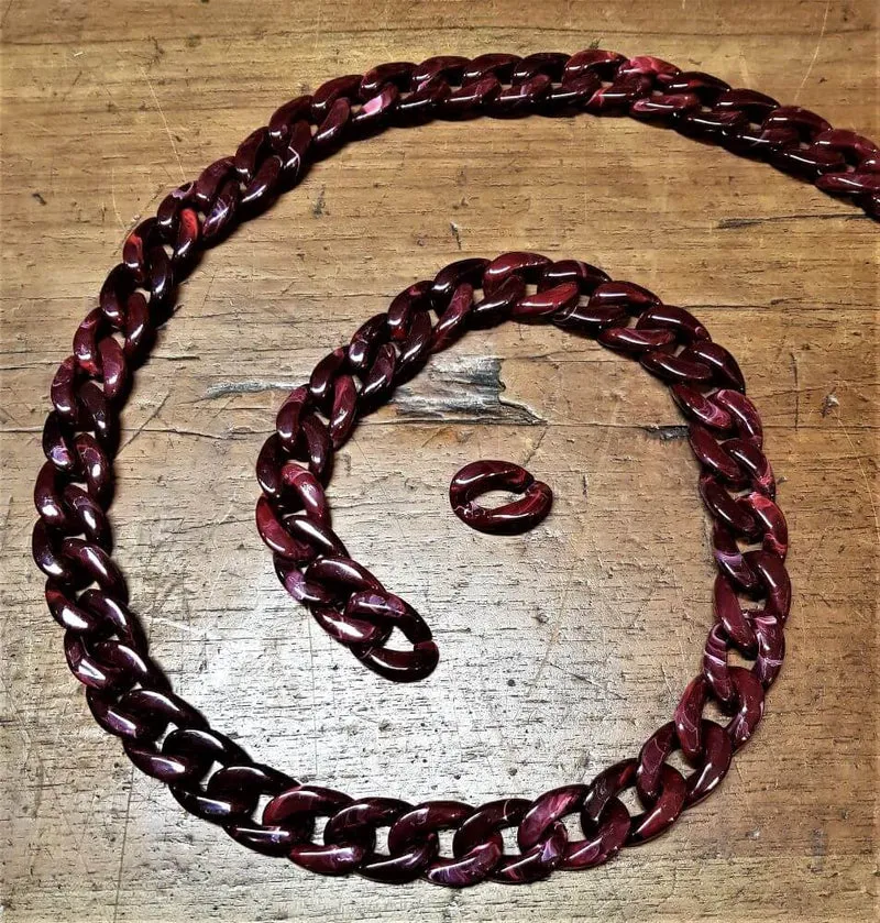 Catena in Resina Lucida Sfumata, per Tracolla per Borse Hand Made, 1 Metro, 12 Colori