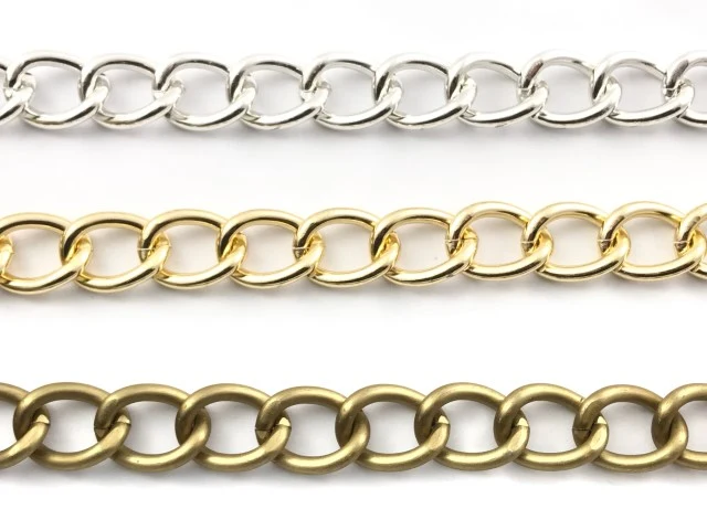 Catena a Metraggio in Metallo, 1 Metro, 2,0cm di Altezza, per Borse e Pochette, 3 Colori