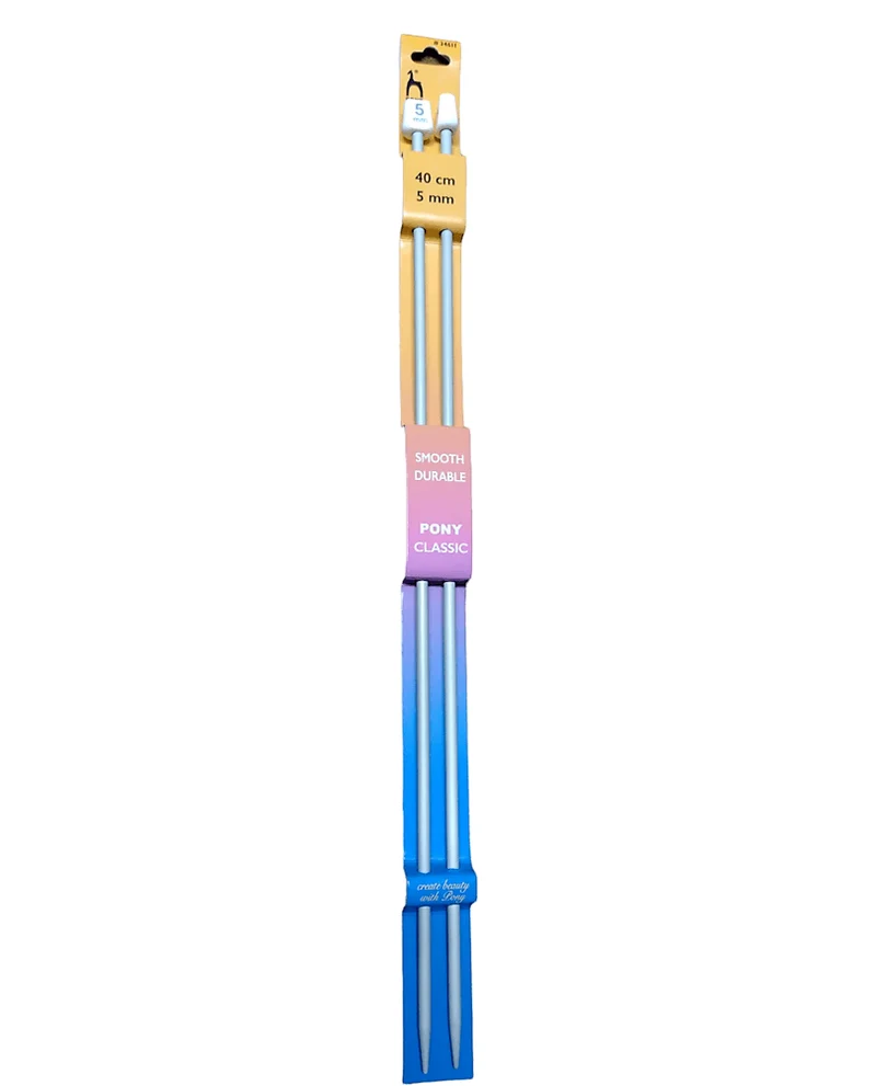 Coppia di Ferri da Maglia Pony, Lunghezza 40cm, 15 Misure