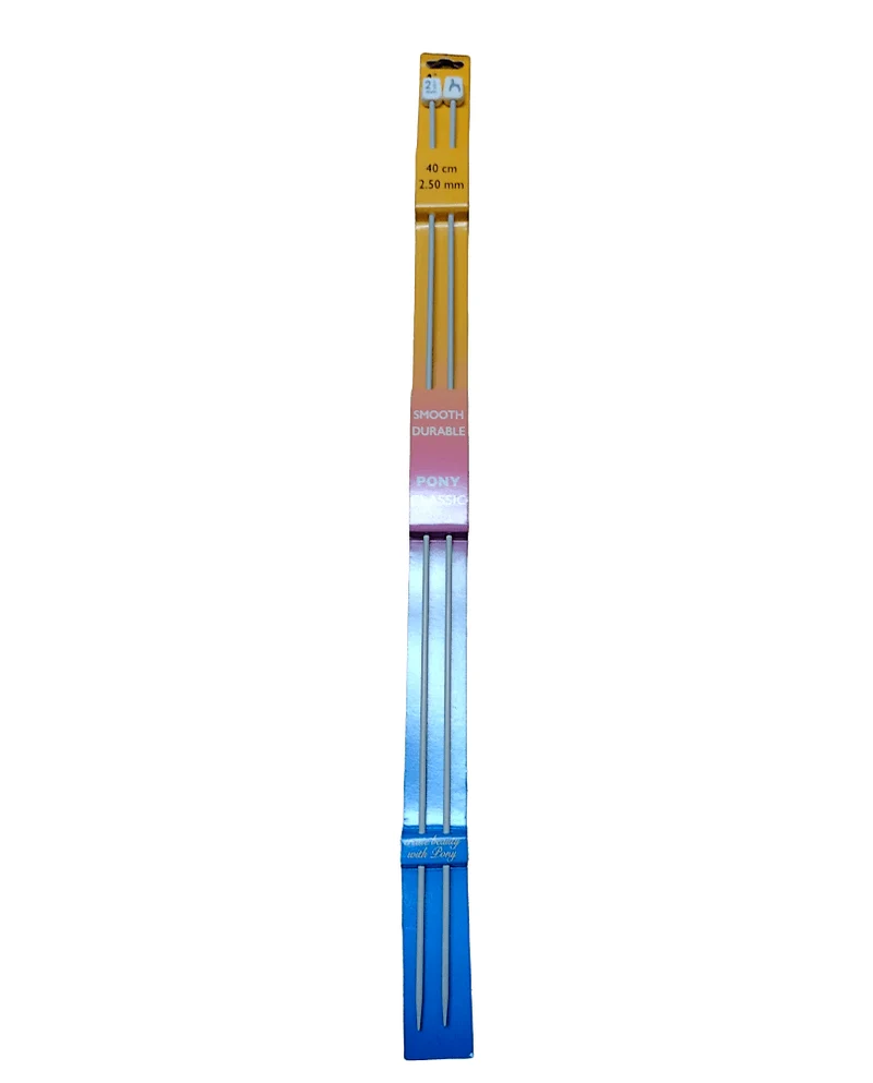 Coppia di Ferri da Maglia Pony, Lunghezza 40cm, 15 Misure