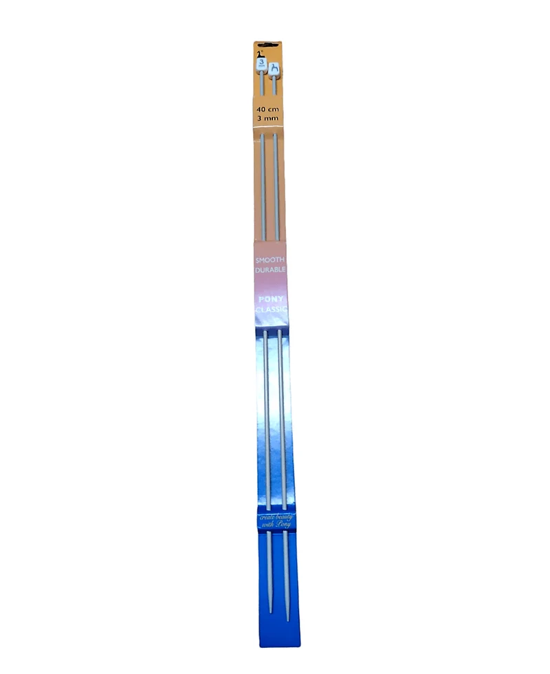 Coppia di Ferri da Maglia Pony, Lunghezza 40cm, 15 Misure