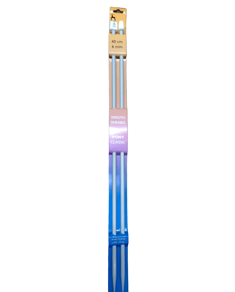 Coppia di Ferri da Maglia Pony, Lunghezza 40cm, 15 Misure